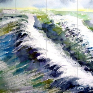 Tile Mural/Mosaic Ceramic Panel of Ocean Waves - Storm Mural - Ocean Waves Wall Mural - Wall Art -Tile Mural Art - Home Decor - Tile Mosaic