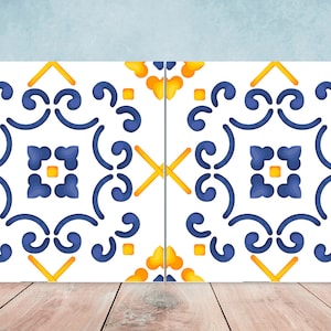 Spanish Ceramic Tiles - Set of 2 Spanish Wall Decor Tiles - Kitchen Backsplash Tiles, Table Decorative Tiles, Bathroom Tiles, Coaster