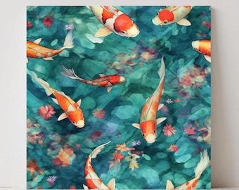 Koi Fisch-Keramikfliesen: Japanische Küchenaufkantung, 2er-Set