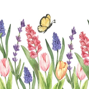 Watercolor Flower Tile Mural: Floral Mosaic Ceramic Wall Art