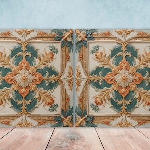 Victorian Tiles - Set of 2 Victorian Wall Decor Ceramic Tiles - Kitchen Backsplash Tiles, Table Decorative Tiles, Bathroom Tiles, Coaster