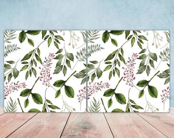 Piastrelle floreali Design floreale - Set di 2 piastrelle per decorazioni murali con fiori, piastrelle per alzatina cucina, piastrelle decorative da tavolo, piastrelle da bagno