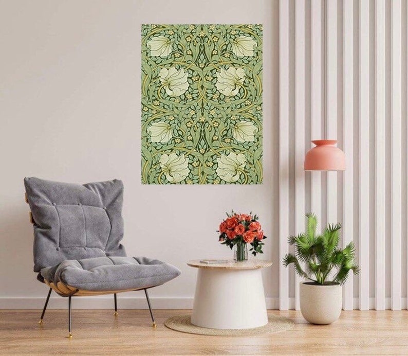 Art Nouveau Floral Ceramic Tile Mural/Mosaic Pimpernel Flower Art Nouveau William Morris Pattern Art Print Flower Mural Botanical Art image 4