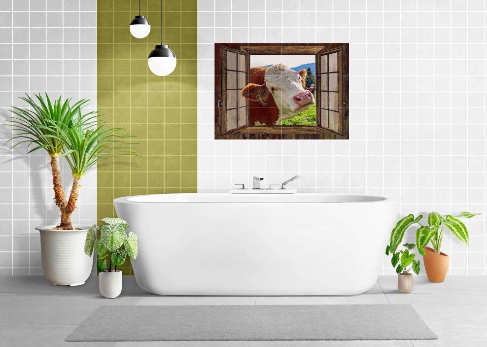 Tile Mural/mosaic Ceramic Panel of Cow in a Window Etsy UK