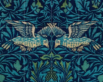William Morris Birds Ceramic Tile Mural: Nature Wall Art