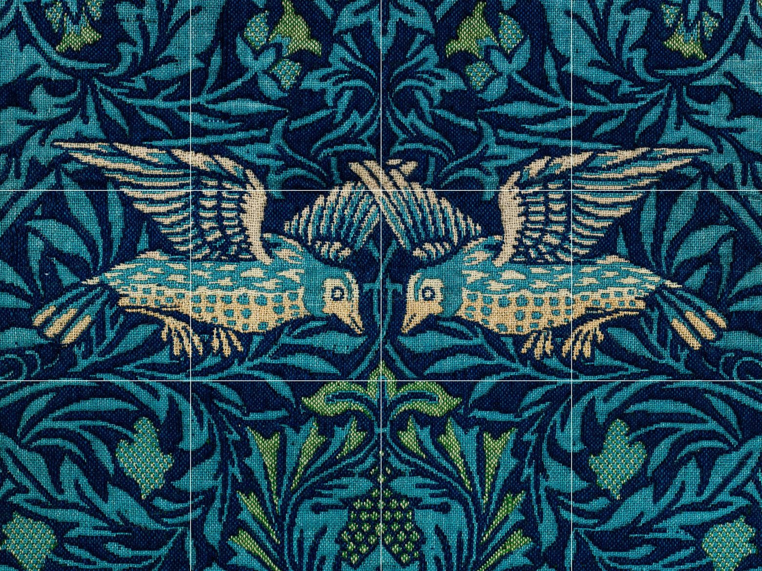 William Morris Birds Ceramic Tile Mural Nature Wall Art