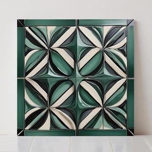 Art Deco Green Ceramic Tile, Emerald Decorative Tile, Geometric Kitchen Backsplash Decor, Bathroom Accent