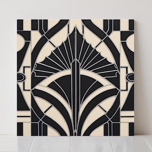 Art Deco-keramiska plattor: Geometrisk retro väggdekor, köksbakstänkskydd badrumsdekor