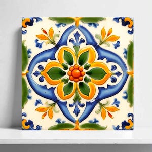 Italian Majolica Sicilian Italian Tile Floral Ceramic Mediterranean Decorative Wall Decor Kitchen Backsplash