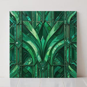Azulejo cerámico Art Déco: Decoración geométrica de pared verde esmeralda