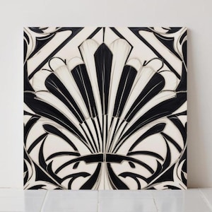 Art-decokeramische tegel zwart en wit - Geometrisch muurdecor, keuken achterwand retro café