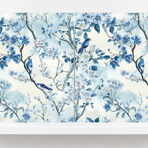 Blue Bird Ceramic Tile Set: Botanical Wall Art Decor
