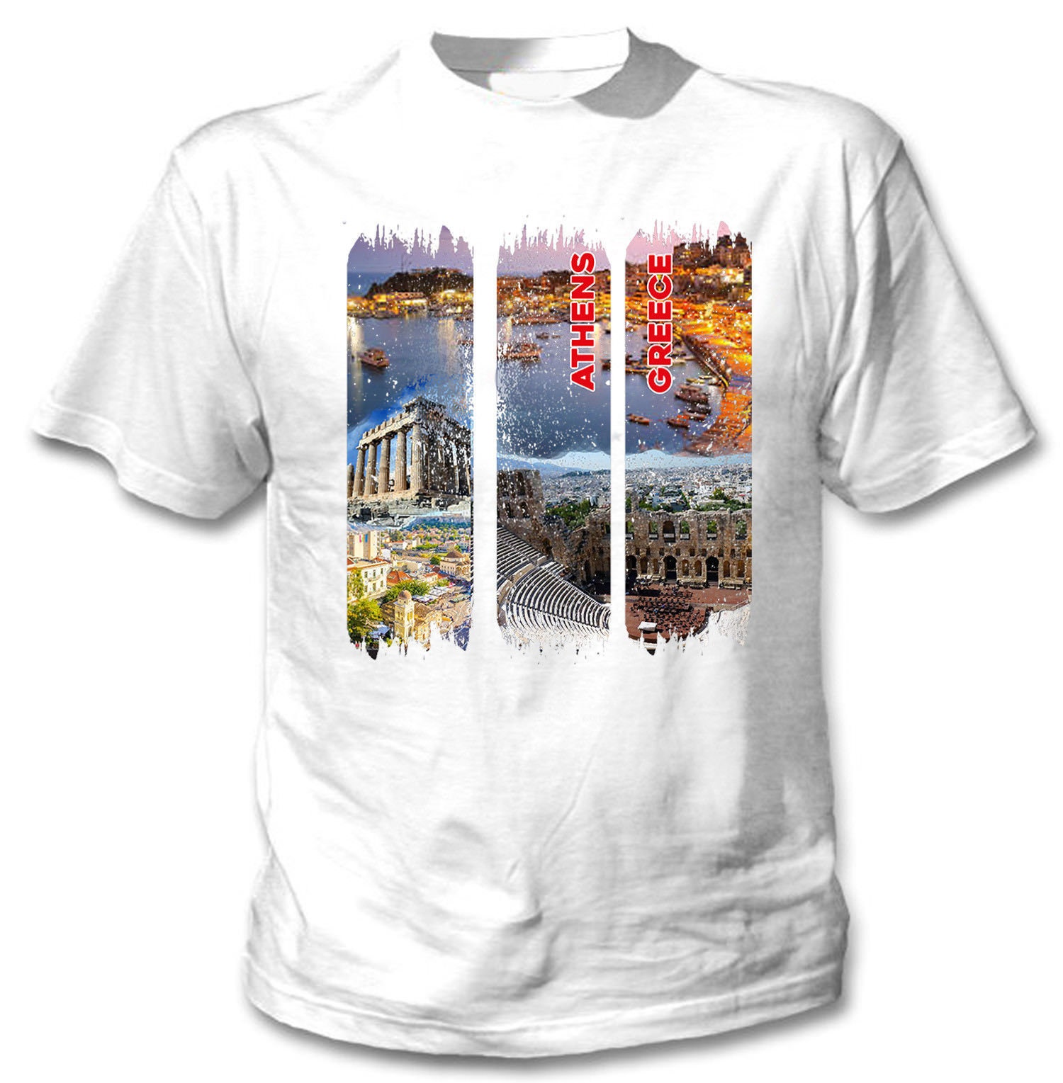 Image of Athens Greece - Man New Cotton White T-Shirt