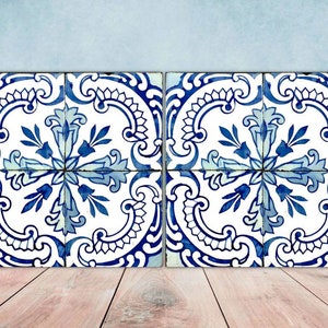 Portuguese Azulejo Tiles - Set of 2 Portuguese Wall Decor Tiles - Kitchen Backsplash Tiles, Table Decorative Tiles, Bathroom Tiles, Coaster