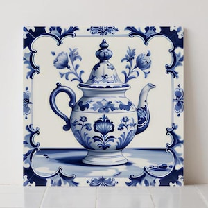 Delft Blue Ceramic Tile : Dutch Pottery Design, Kitchen Backsplash Bathroom Decor