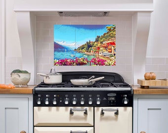 Lake Como Tile Mural: Italian Landscape Ceramic Panel