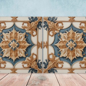 Victorian Tiles - Set of 2 Victorian Wall Decor Ceramic Tiles - Kitchen Backsplash Tiles, Table Decorative Tiles, Bathroom Tiles, Coaster