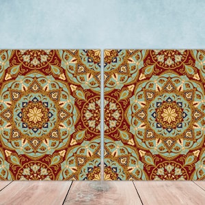 Moroccan Ceramic Tiles - Set of 2 Moroccan Wall Decor Tiles - Kitchen Backsplash Tiles, Table Decorative Tiles, Bathroom Tiles, Coaster
