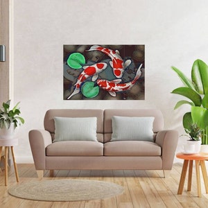 Japanese Koi Fish Tile Mural: Colourful Nature Art, Gloss Ceramic Panel