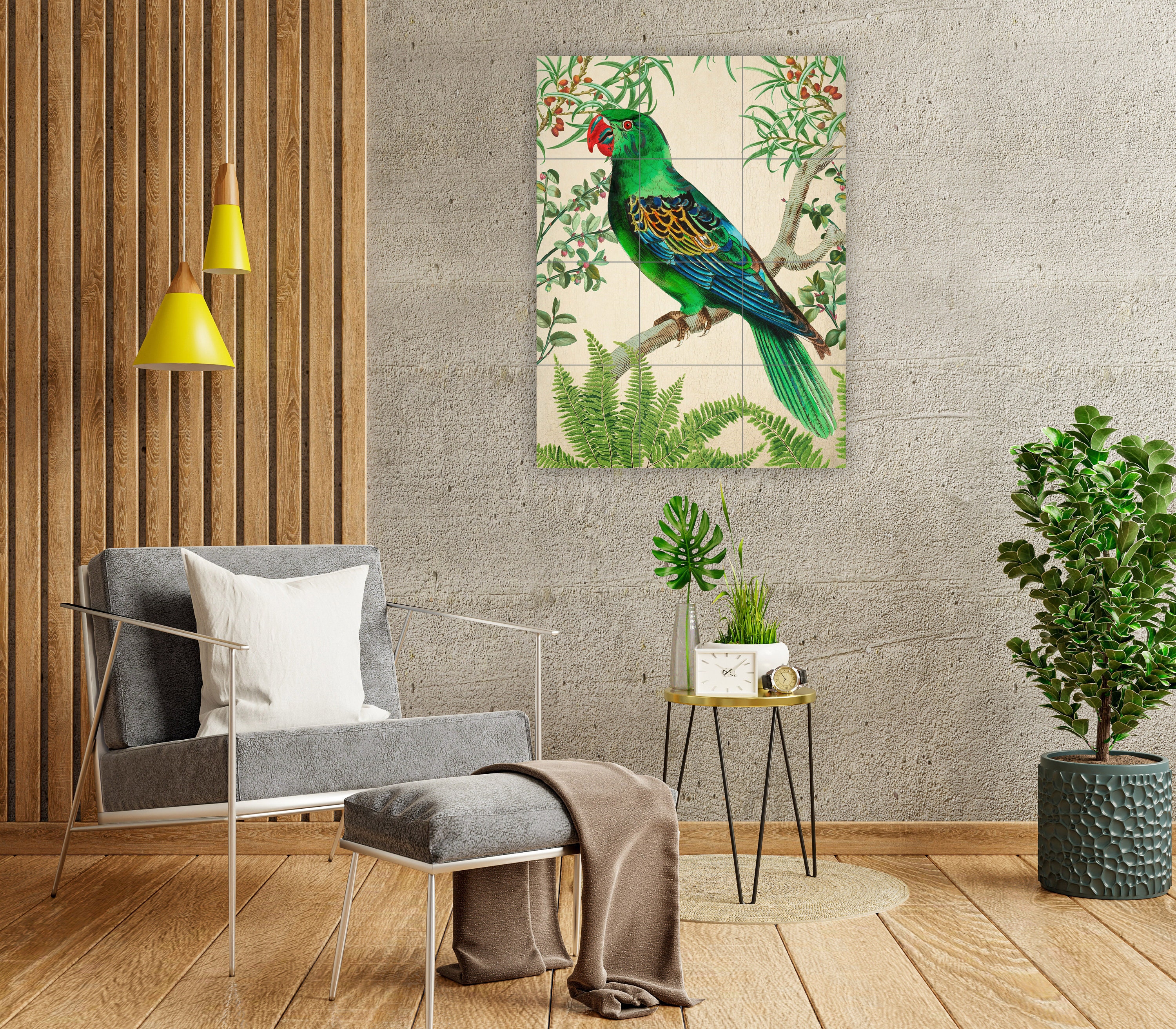 オウムの陶板アート 壁掛け