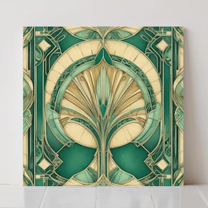 Art-Deco-Keramikfliese - Retro-Wanddekor-geometrischer Druck - Küchenrückwand, Badezimmer-Dusche Art