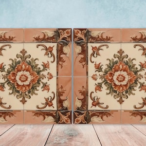 Victorian Tiles - Set of 2 Victorian Wall Decor Ceramic Tiles - Kitchen Backsplash Tiles, Table Decorative Tiles, Bathroom Tiles, Coaster