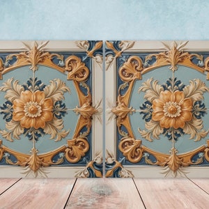 Victorian Tiles - Set of 2 Victorian Wall Decor Ceramic Tiles - Kitchen Backsplash Tiles, Table Decorative Tiles, Bathroom Tiles, Coaster