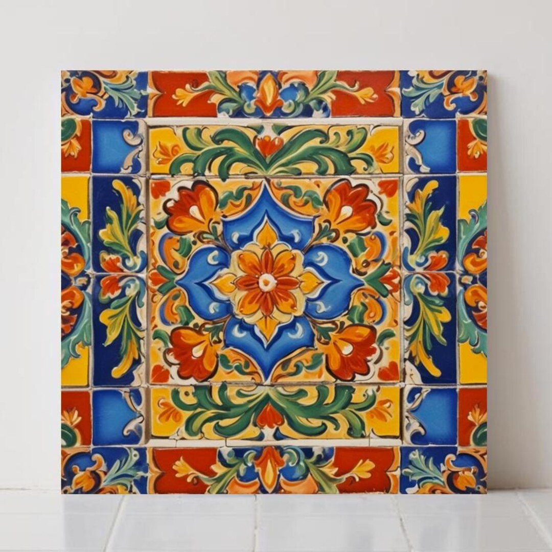 Mexican Ceramic Floral Tiles - Handmade Wall Decor (set of 2) - Etsy