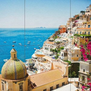 Tile Mural/Mosaic Ceramic Panel of the Amalfi Coast - Amalfi coast print - Amalfi coast Wall Art - Tile Mural - Gloss Tiles - Tile Mosaic