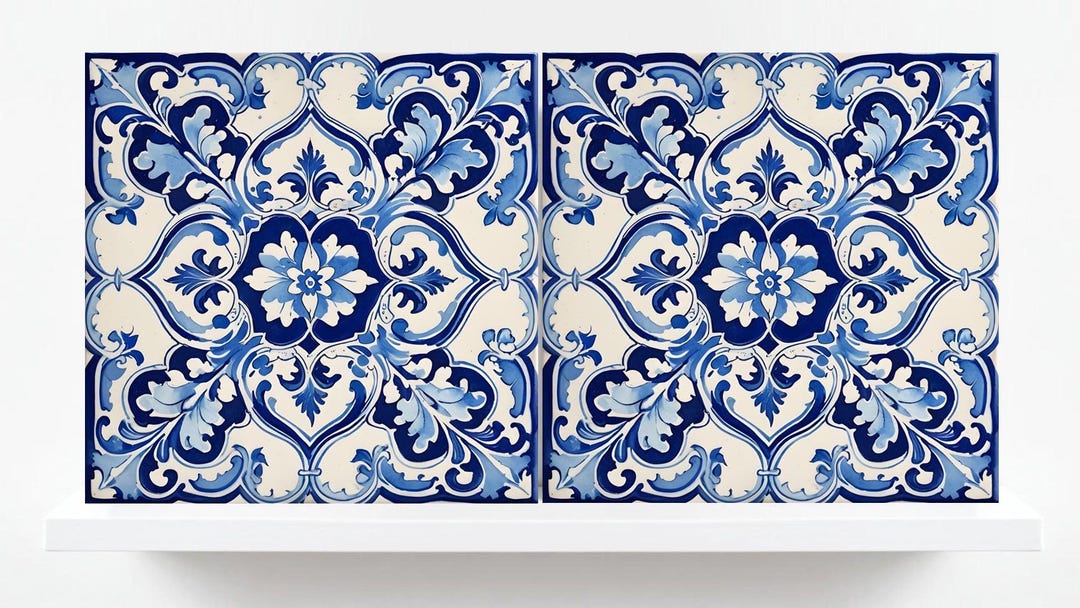 Portuguese Azulejo Ceramic Tile Set: Mediterranean Kitchen & Bath Decor ...