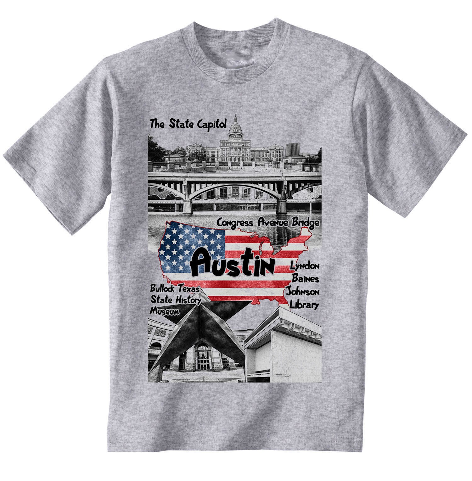 Image of Austin Texas - Man New Cotton Grey T-Shirt