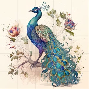 Tile Mural/Mosaic Ceramic Panel of Peacock Bird Wall Art Home Decor Peacock Mural Gloss Tiles Peacock Tile Mosaic Bird Print image 7