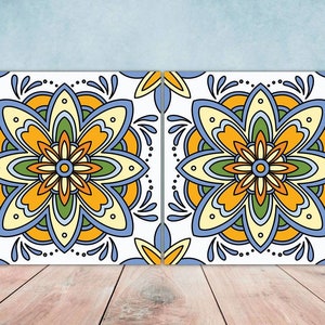 Moroccan Ceramic Tiles - Set of 2 Moroccan Wall Decor Tiles - Kitchen Backsplash Tiles, Table Decorative Tiles, Bathroom Tiles, Coaster