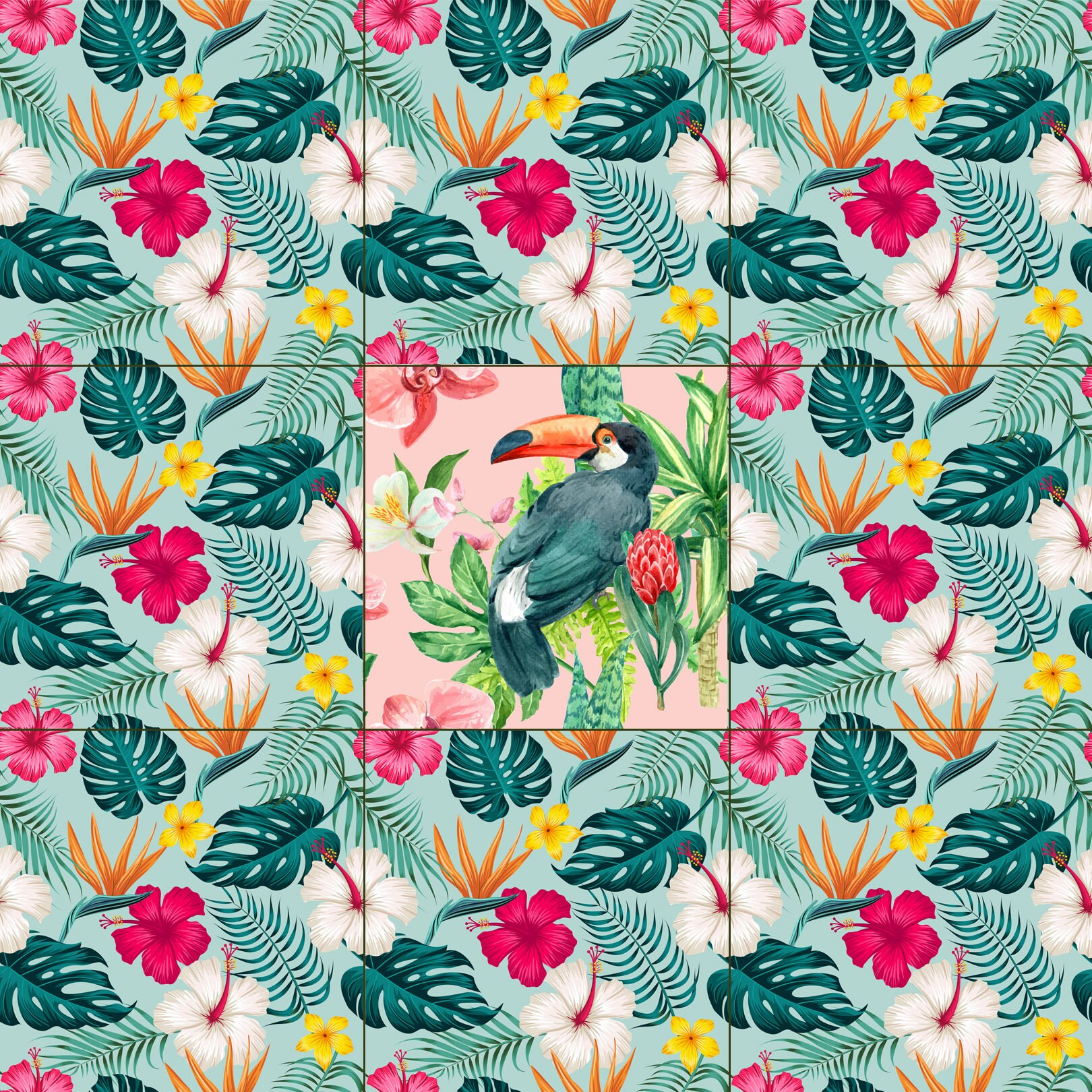 Tile Mural/Mosaic Ceramic of Tropical Floral Design Etsy