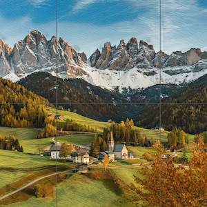Tile Mural/Mosaic Ceramic Panel of Santa Maddalena Dolomites - Dolomites Wall Art - Dolomites wall Print - Tile Mural - Gloss Tiles