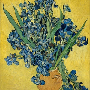 Tile Mural/Mosaic Ceramic Panel of Van Gogh Irises  -Van Gogh print - Flower Mural - Gloss Tiles - Floral Tile Mosaic - Gogh Prints