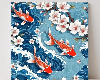 Koi Fisch-Keramikfliesen: Japanische Wanddekoration, Küchenrückwand - 2er-Set