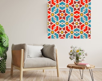 Arabic Mosaic Tile Mural: Geometric Islamic Art Decor