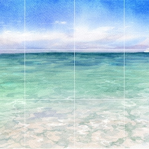 Tile Mural/Mosaic Ceramic Panel of Watercolor Ocean Waves- Sea Mural - Ocean Waves Wall Mural - Wall Art -Tile Mural - Landscape Tile Mosaic