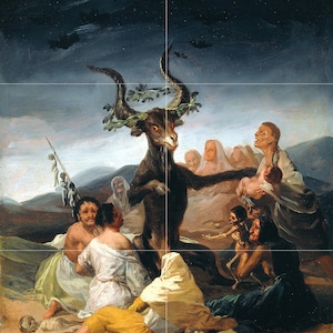 Tile Mural/Mosaic Ceramic Panel of Francisco de Goya Sabbath of Witches - Goya Painting - Goya Wall Art -Goya Prints - Goya Art Print Mural
