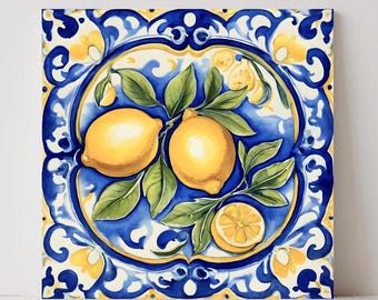 Italian Tile Lemon Majolica Ceramic Bathroom Sicilian Wall Art Decor Kitchen Backsplash