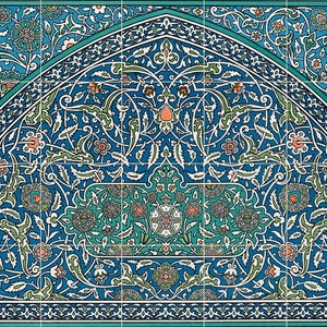 Tile Mural/Mosaic Ceramic Panel of Arabic Pattern - Arabic art decor - Arabic home decor - Tile Mural - Home Decor -Tile Mosaic
