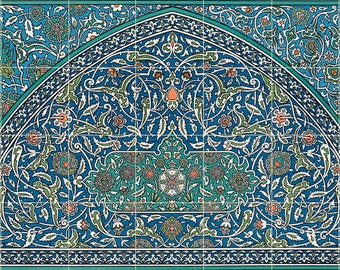 Tile Mural/Mosaic Ceramic Panel of Arabic Pattern - Arabic art decor - Arabic home decor - Tile Mural - Home Decor -Tile Mosaic