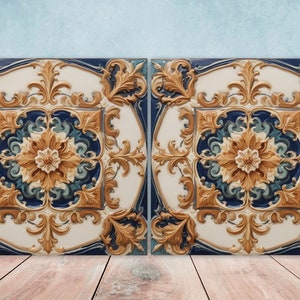 Victorian Tiles - Set of 2 Victorian Wall Decor Ceramic Tiles - Kitchen Backsplash Tiles, Table Decorative Tiles, Bathroom Tiles, Coaster