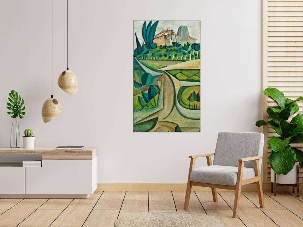 Manhufe Landscape Tile Mural Amadeo De Souza Cardoso Art, Gloss Ceramic Mosaic