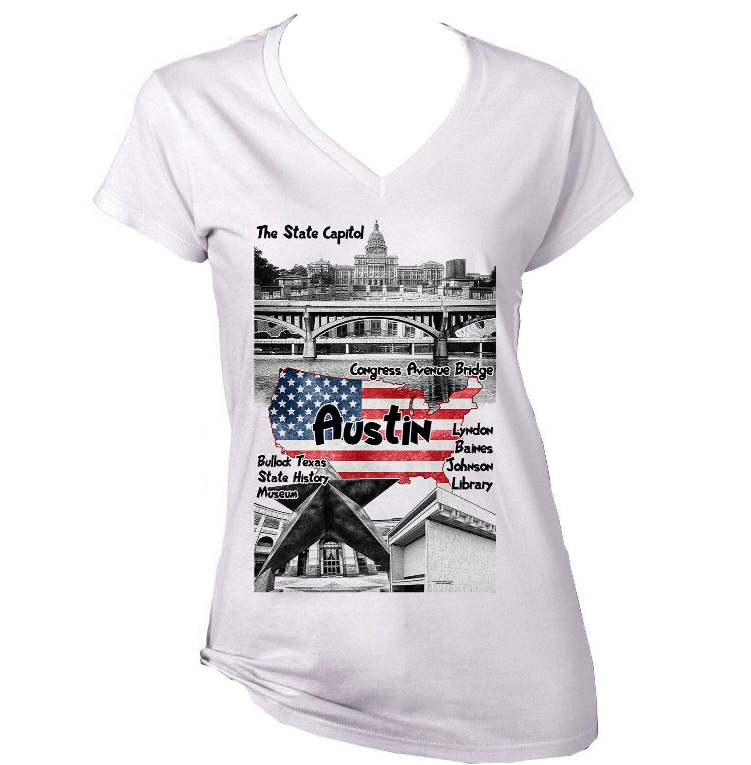 Image of Austin Usa - New Cotton White Lady T Shirt
