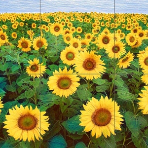 Tile Mural/Mosaic Ceramic Panel of a Sunflower Field - Beautiful Landscape - Colourful Wall Art - Tile Mural - Gloss Tiles - Tile Mosaic