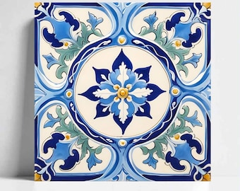 Set of 2 Italian Majolica Tiles: Sicilian Ceramic Wall Decor