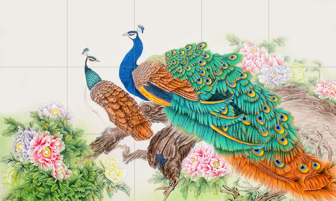 リビングルームの壁画垂直芸術の油絵玄関ホールのポーチ壁 掛け絵画（孔雀の絵） リビングルームの壁画垂直芸術の油絵玄関ホールのポーチ壁掛け