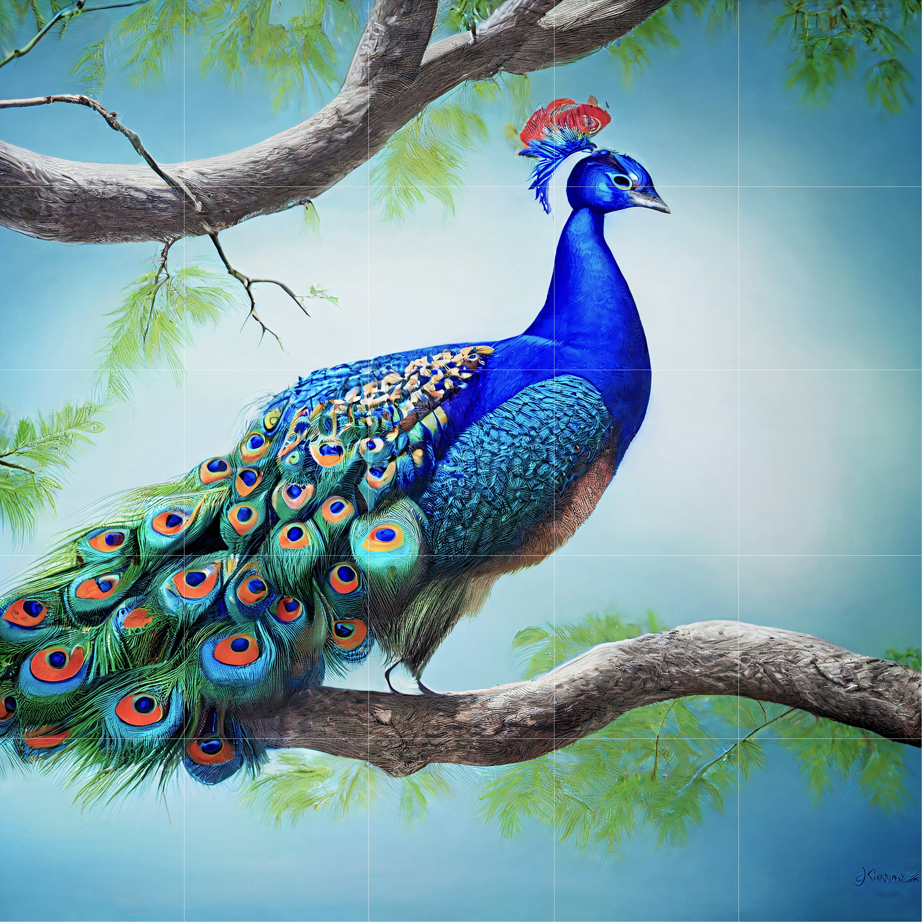 Peacock Tile Mural: Glossy Ceramic Bird Wall Art - Etsy